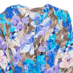 EXCLUSIVE Womens Blouse Shirt Blue V-Neck Long Sleeve Floral XS