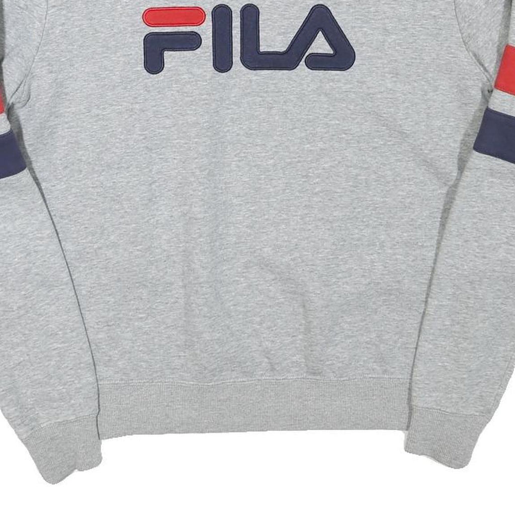 FILA Mens Grey Crew Neck S Cotton Blend Pullover Sweatshirt Red Navy Detail