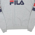 FILA Mens Grey Crew Neck S Cotton Blend Pullover Sweatshirt Red Navy Detail