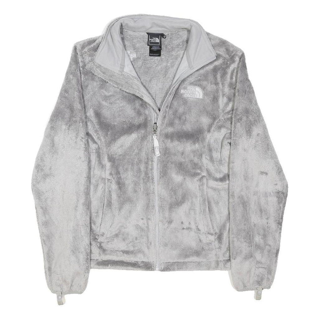 THE NORTH FACE Womens Grey Zip Fleece Jacket S Polyester Blend Soft Warm