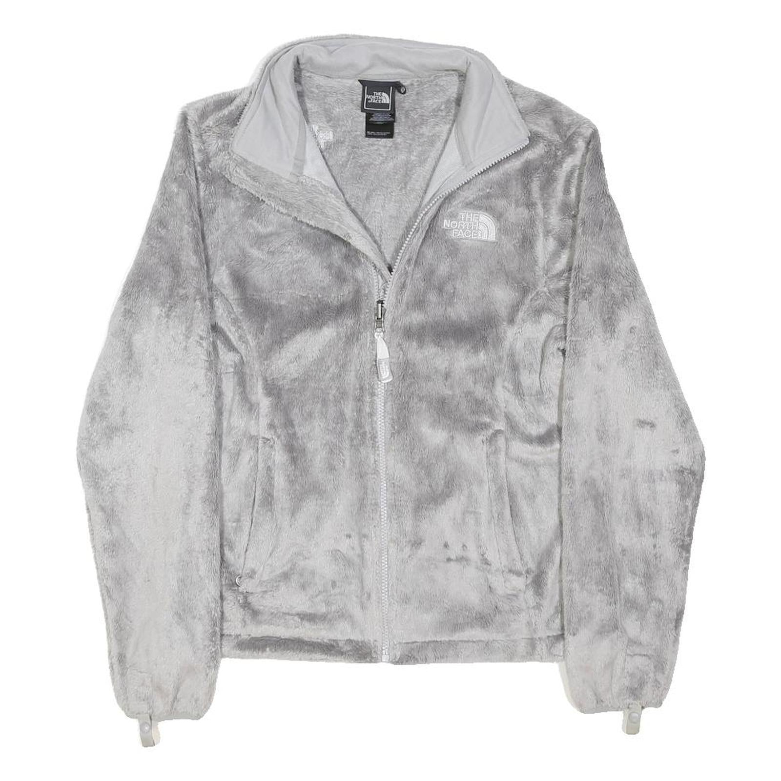 THE NORTH FACE Womens Grey Zip Fleece Jacket S Polyester Blend Soft Warm