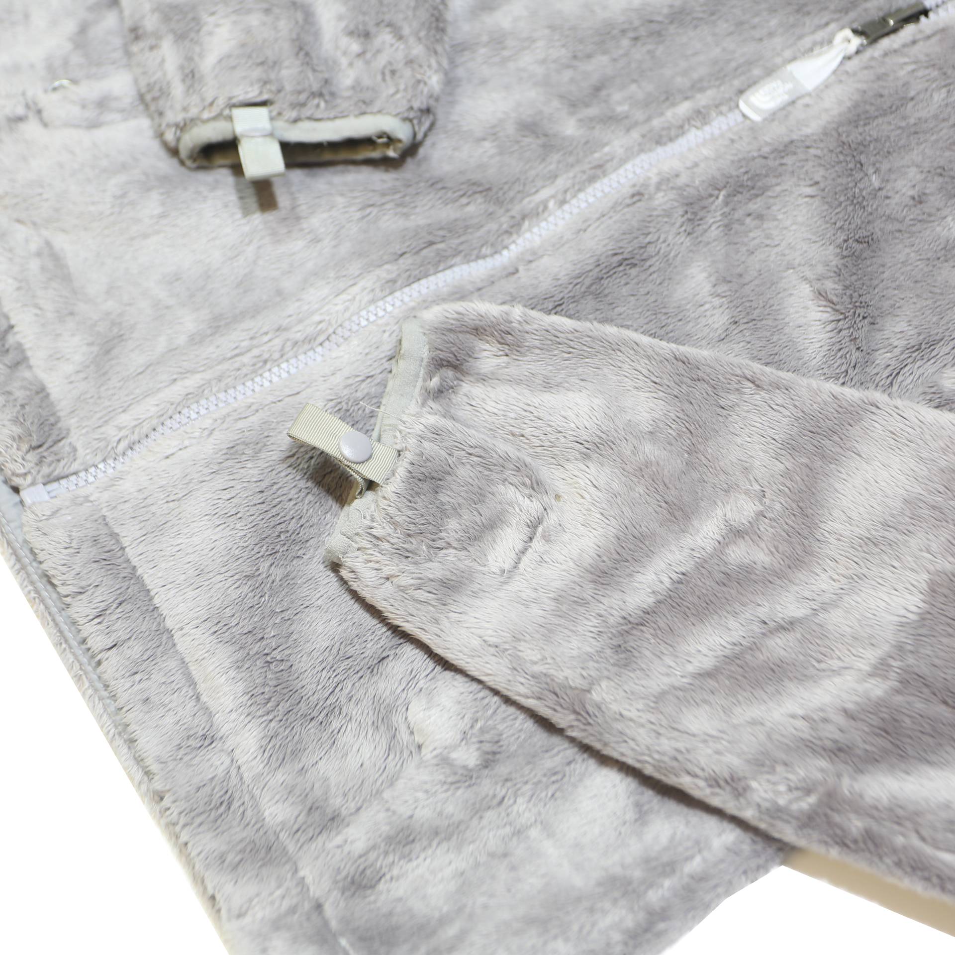 THE NORTH FACE Womens Grey Zip Fleece Jacket S Polyester Blend Soft Warm