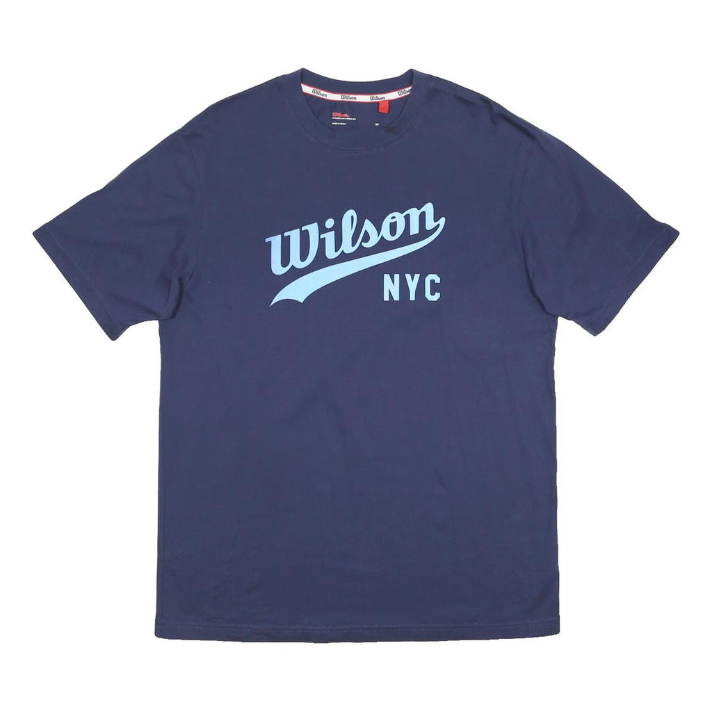 WILSON Mens Blue Cotton T-Shirt M Short Sleeve Crew Neck Logo Print