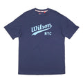 WILSON Mens Blue Cotton T-Shirt M Short Sleeve Crew Neck Logo Print