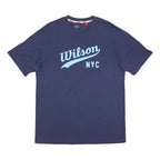 WILSON Mens Blue Cotton T-Shirt M Short Sleeve Crew Neck Logo Print