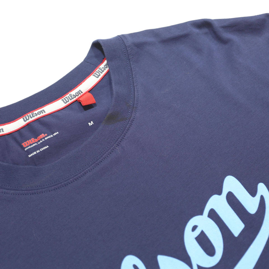 WILSON Mens Blue Cotton T-Shirt M Short Sleeve Crew Neck Logo Print