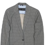 ZARA BASIC Womens Grey Check Blazer Jacket S Polyester Blend Classic Tailored