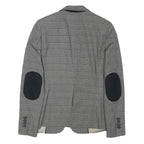 ZARA BASIC Womens Grey Check Blazer Jacket S Polyester Blend Classic Tailored