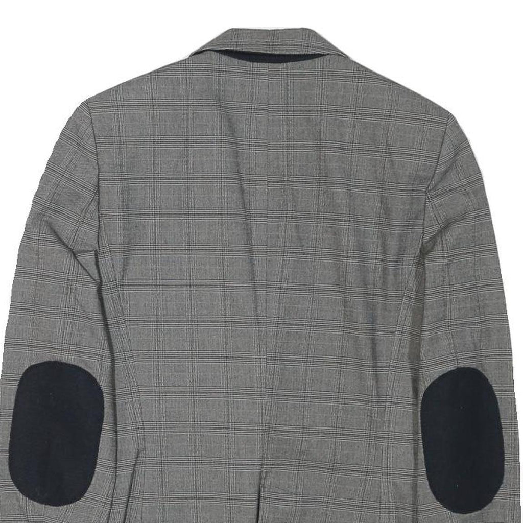 ZARA BASIC Womens Grey Check Blazer Jacket S Polyester Blend Classic Tailored