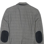 ZARA BASIC Womens Grey Check Blazer Jacket S Polyester Blend Classic Tailored