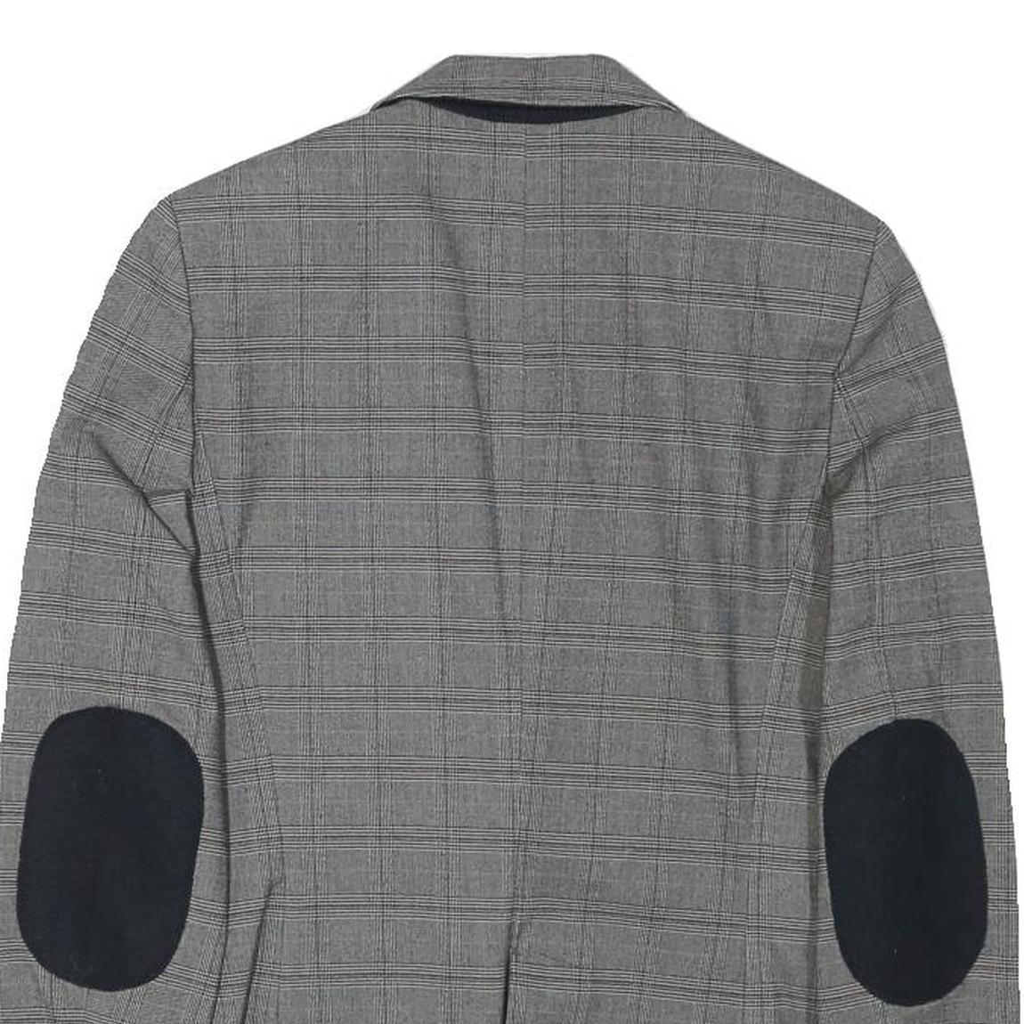 ZARA BASIC Womens Grey Check Blazer Jacket S Polyester Blend Classic Tailored