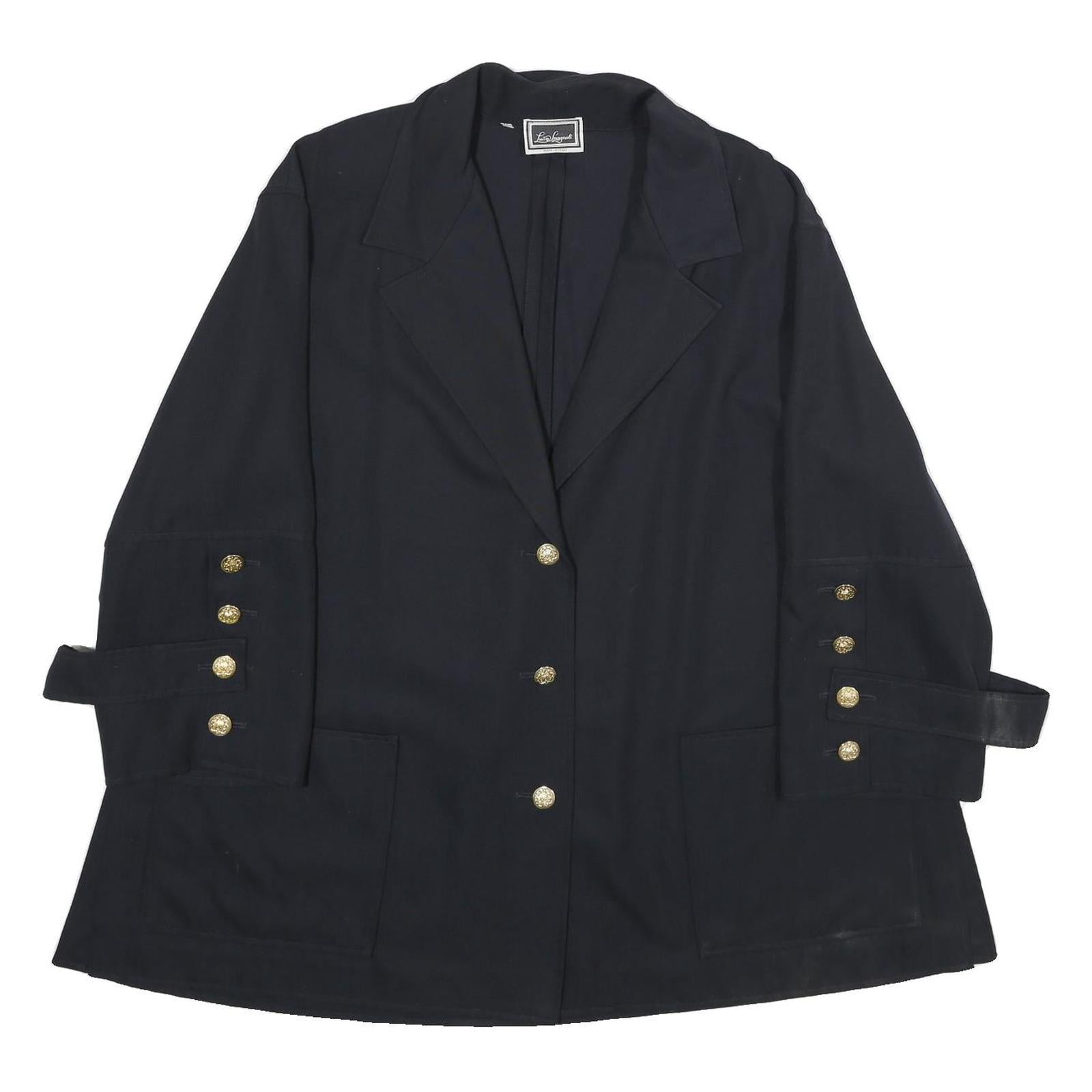 LUISA SPAGNOLI Womens Black Wool Blend Button Jacket M Classic Tailored Large