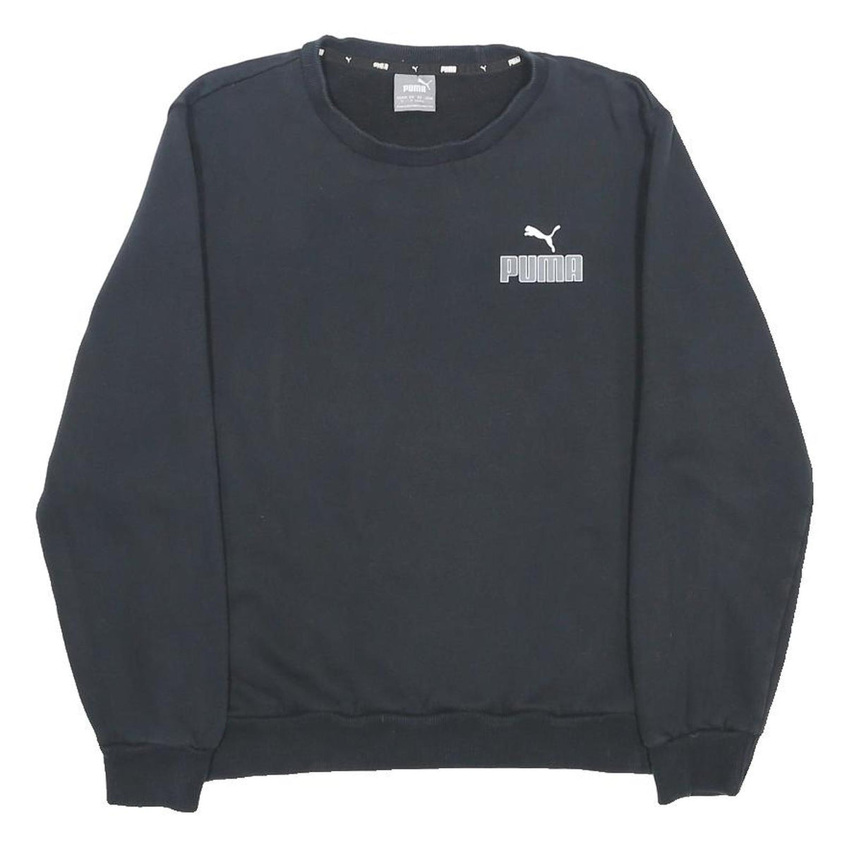 PUMA Mens Black Cotton Blend Crew Neck Sweatshirt S Casual Sports