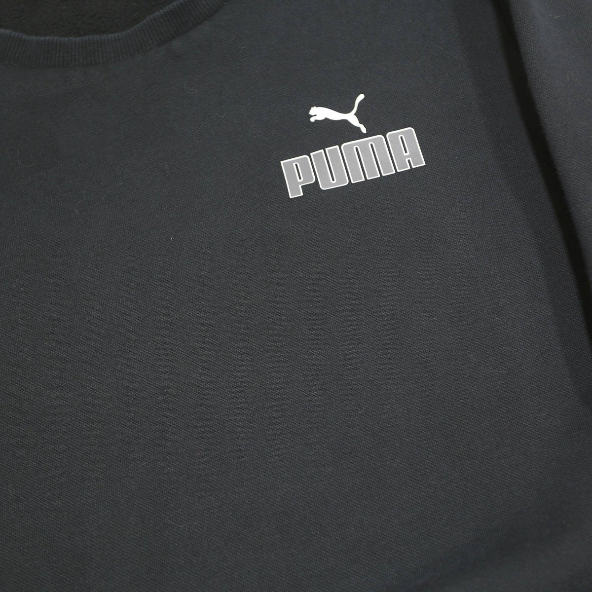 PUMA Mens Black Cotton Blend Crew Neck Sweatshirt S Casual Sports