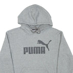 PUMA Mens Grey Pullover Hoodie S Cotton Blend Logo Print Casual Sweatshirt
