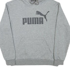 PUMA Mens Grey Pullover Hoodie S Cotton Blend Logo Print Casual Sweatshirt