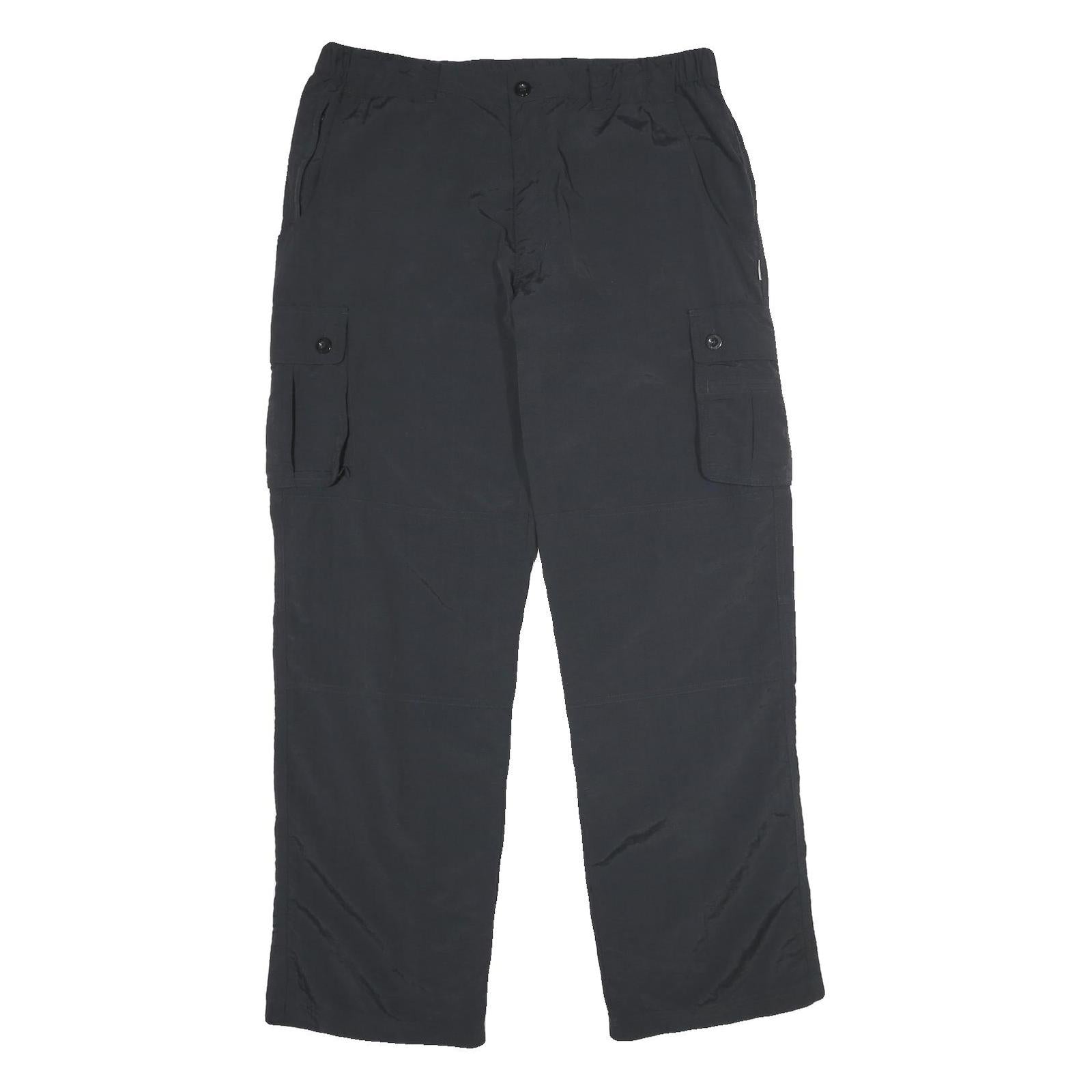 SWITCHER Mens Regular Fit Black Nylon Cargo Trousers W34 L34 Zip Pocketed