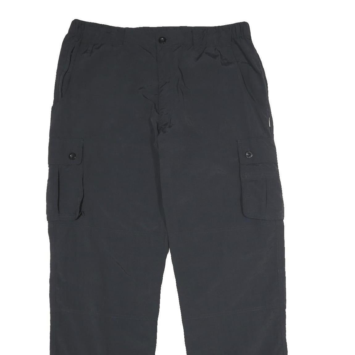 SWITCHER Mens Regular Fit Black Nylon Cargo Trousers W34 L34 Zip Pocketed