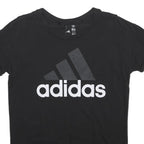 ADIDAS Womens Black Cotton Blend T-Shirt S Short Sleeve Crew Neck Logo Print