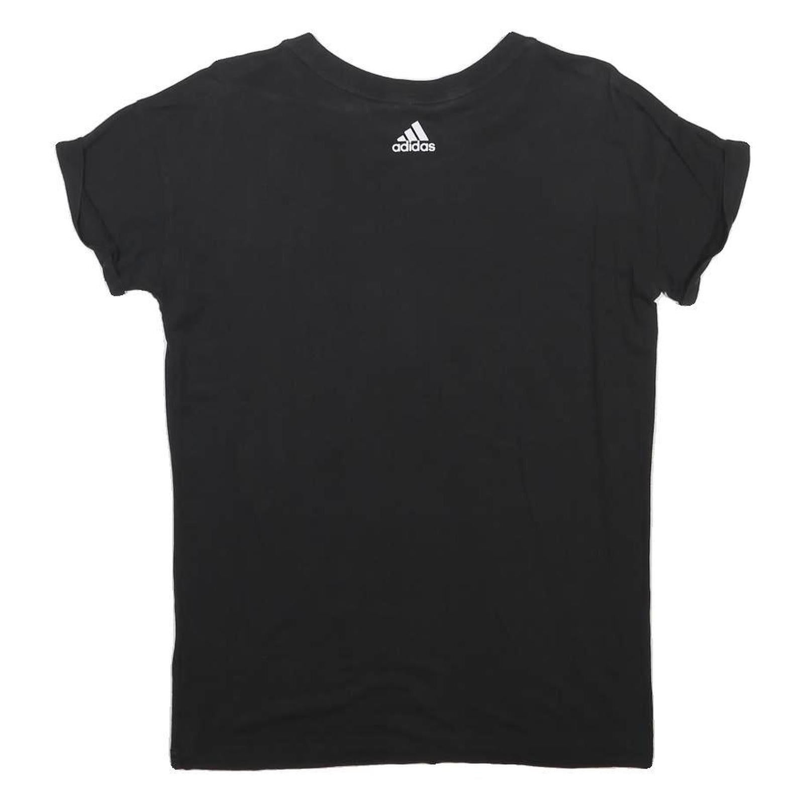 ADIDAS Womens Black Cotton Blend T-Shirt S Short Sleeve Crew Neck Logo Print