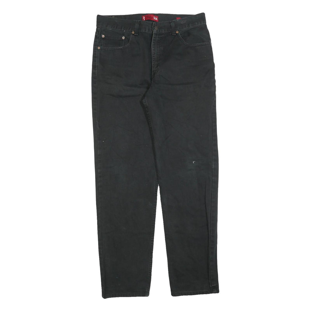 LEVI'S 504 Mens Jeans Black Regular Straight Denim Medium W36 L34 Classic Zip
