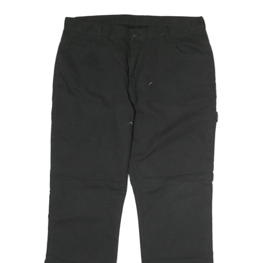 DICKIES Mens Cotton Blend Black Regular Straight Leg Trousers W38 L32 Workwear
