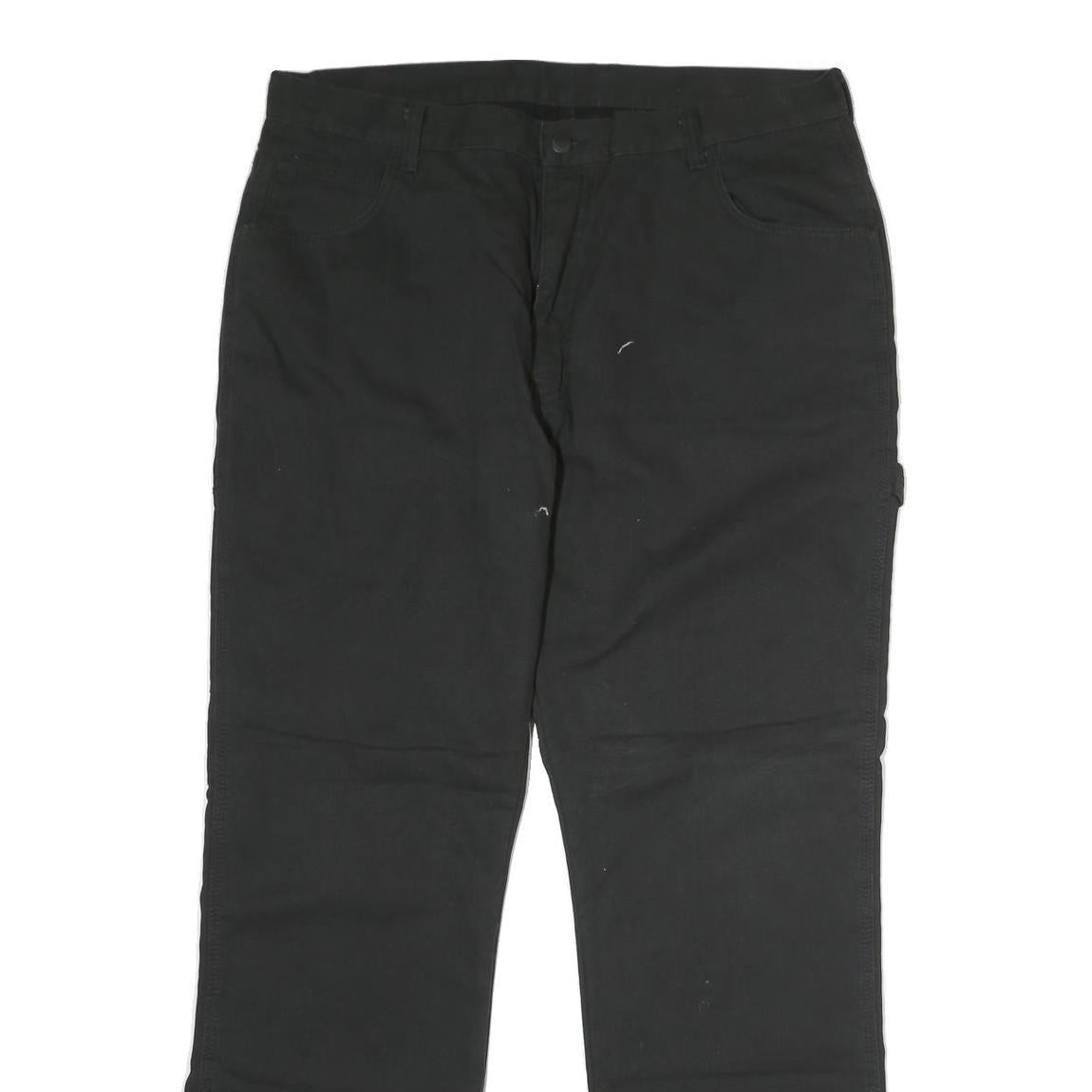 DICKIES Mens Cotton Blend Black Regular Straight Leg Trousers W38 L32 Workwear