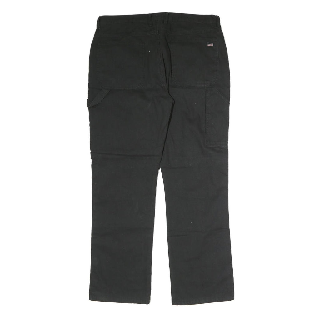 DICKIES Mens Cotton Blend Black Regular Straight Leg Trousers W38 L32 Workwear