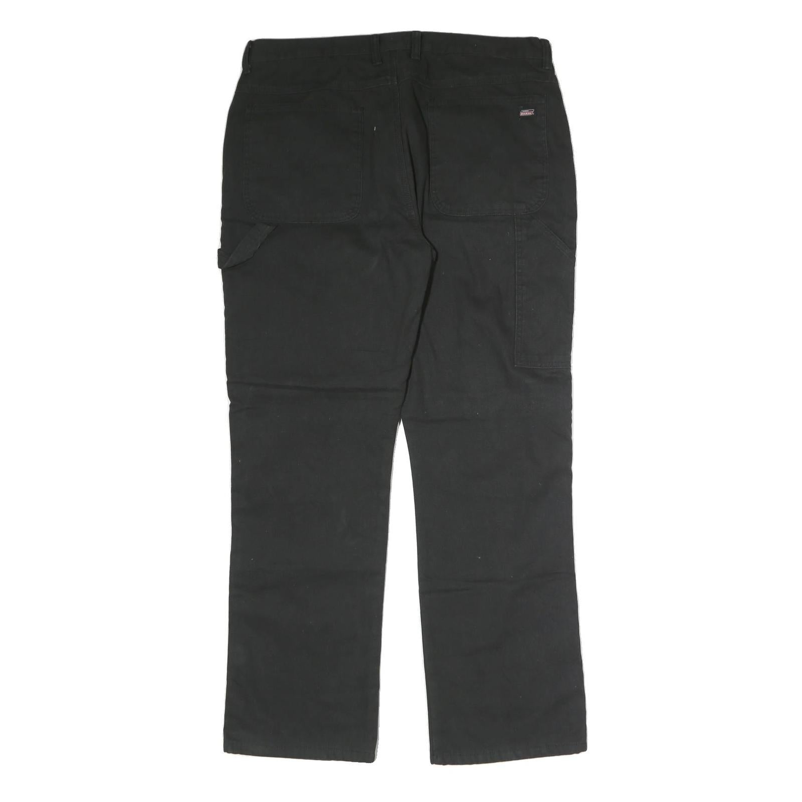 DICKIES Mens Cotton Blend Black Regular Straight Leg Trousers W38 L32 Workwear