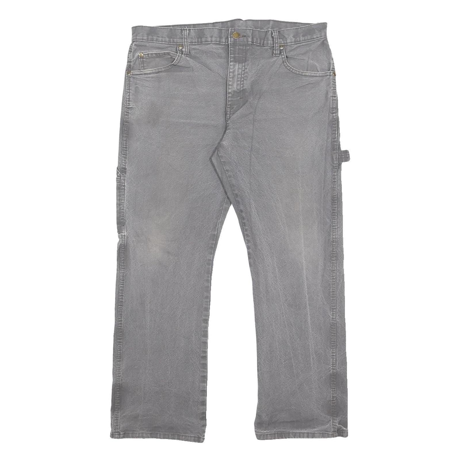 DICKIES Mens Relaxed Grey Denim W34 L30 Workwear Carpenter Jeans Zip Closure