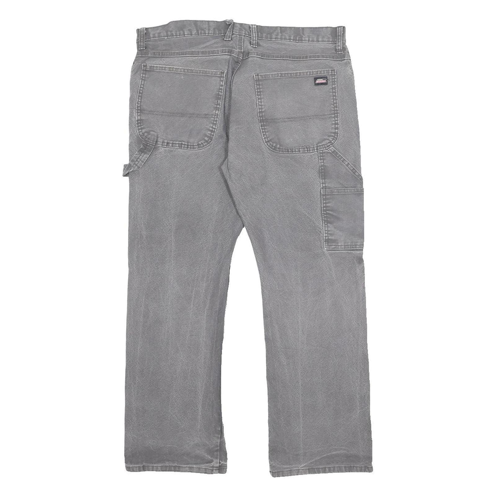 DICKIES Mens Relaxed Grey Denim W34 L30 Workwear Carpenter Jeans Zip Closure