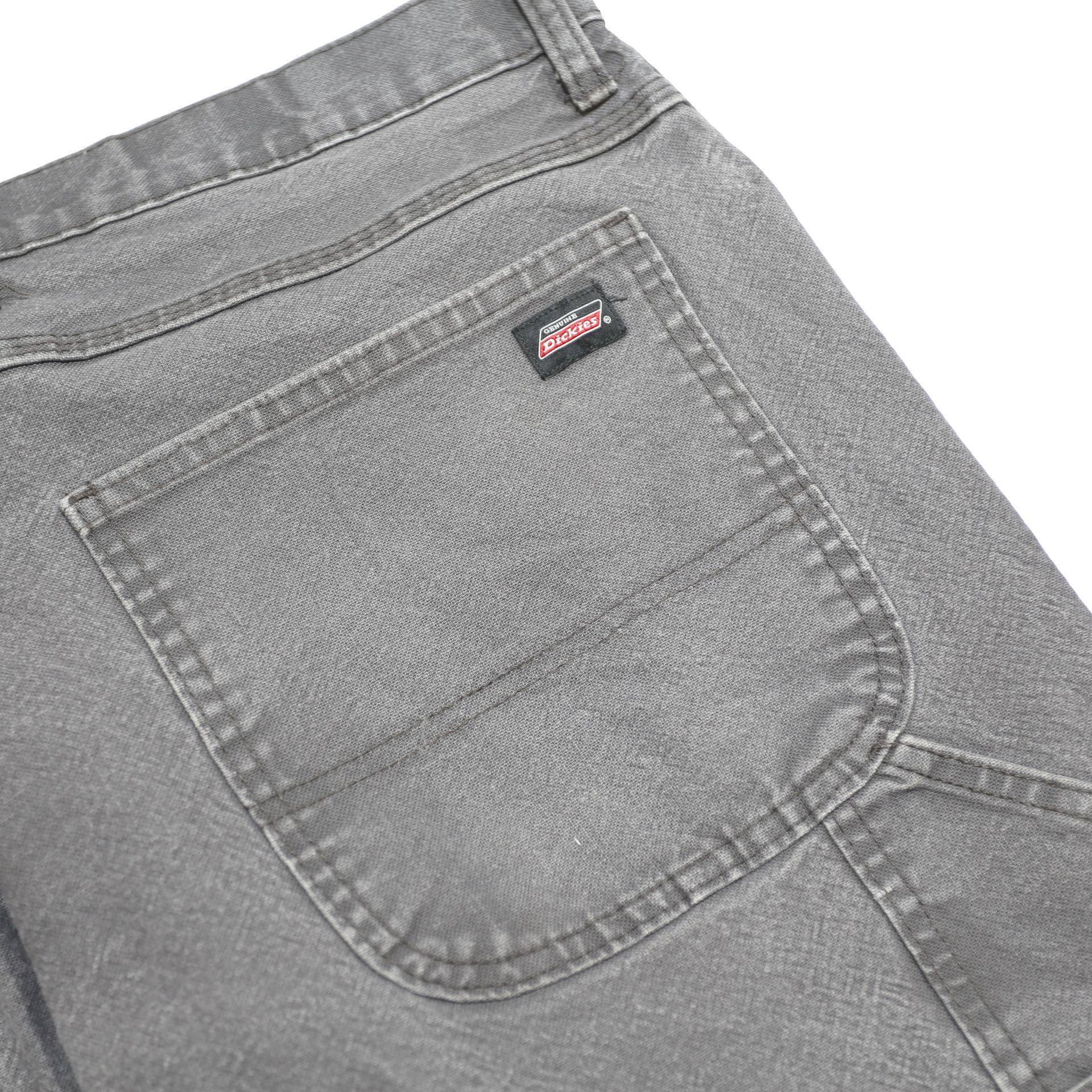 DICKIES Mens Relaxed Grey Denim W34 L30 Workwear Carpenter Jeans Zip Closure