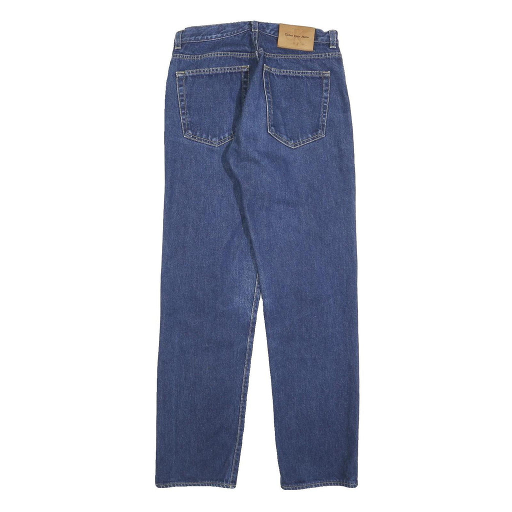 CALVIN KLEIN JEANS Womens Blue Regular Straight Denim Rinse W28 L30 Zip Closure
