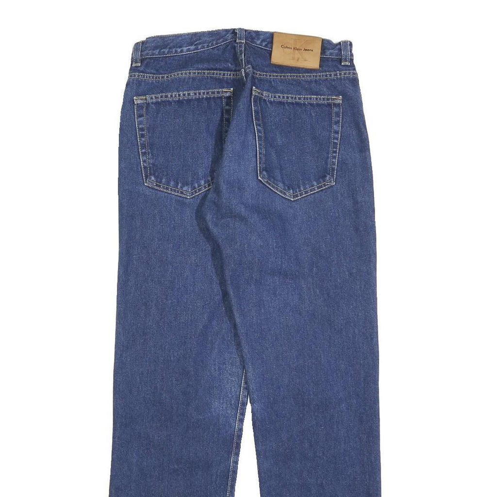 CALVIN KLEIN JEANS Womens Blue Regular Straight Denim Rinse W28 L30 Zip Closure