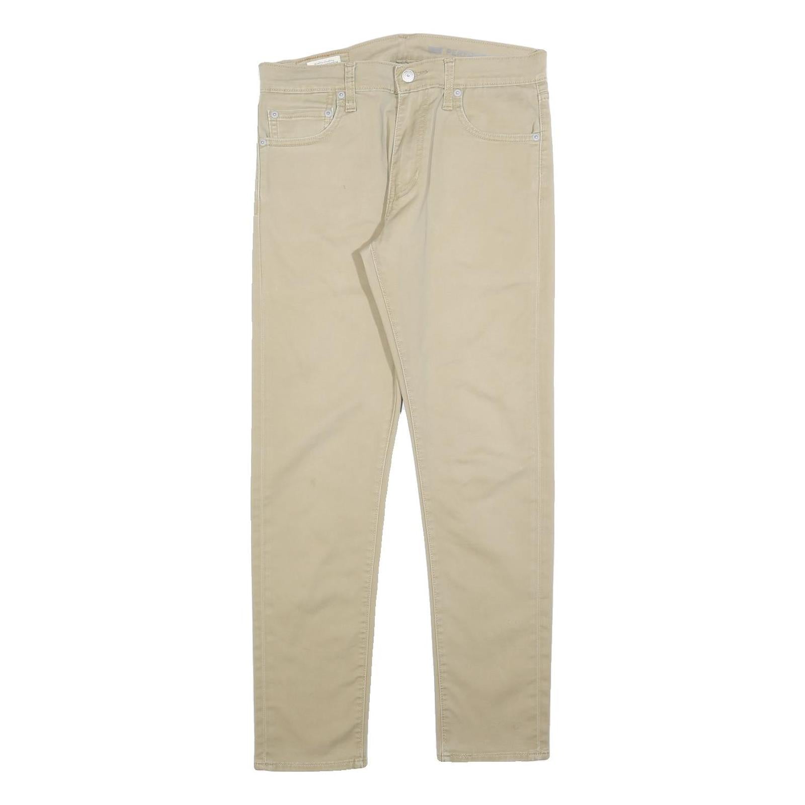 LEVI'S Mens Slim Beige Cotton Blend Slim Trousers W30 L30 Classic Zip Casual