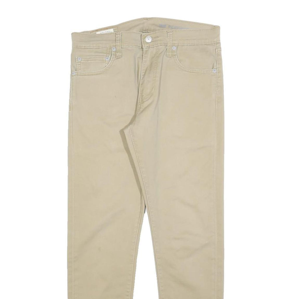 LEVI'S Mens Slim Beige Cotton Blend Slim Trousers W30 L30 Classic Zip Casual
