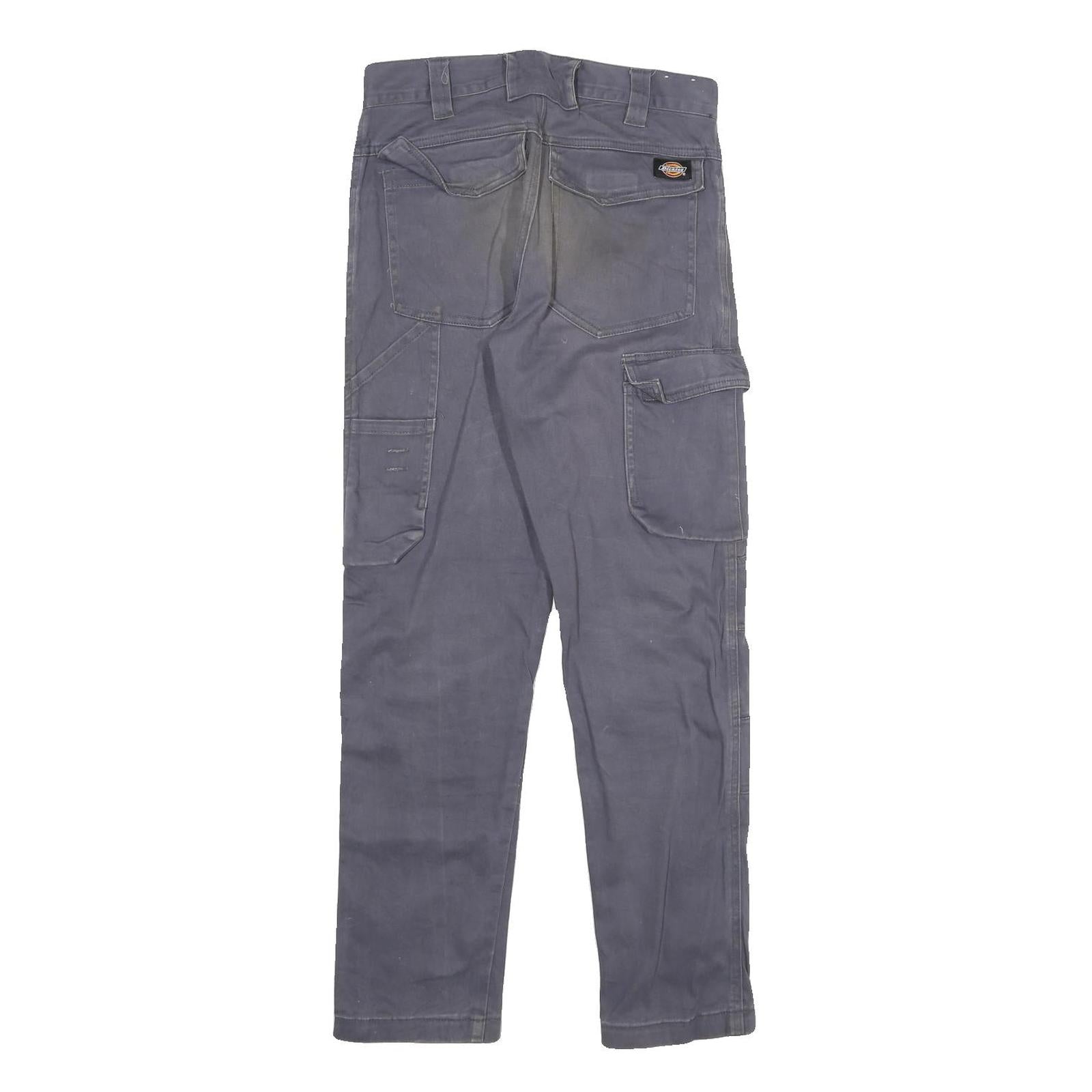 DICKIES Mens Cotton Blend Grey Regular Straight Trousers W28 L30 Workwear