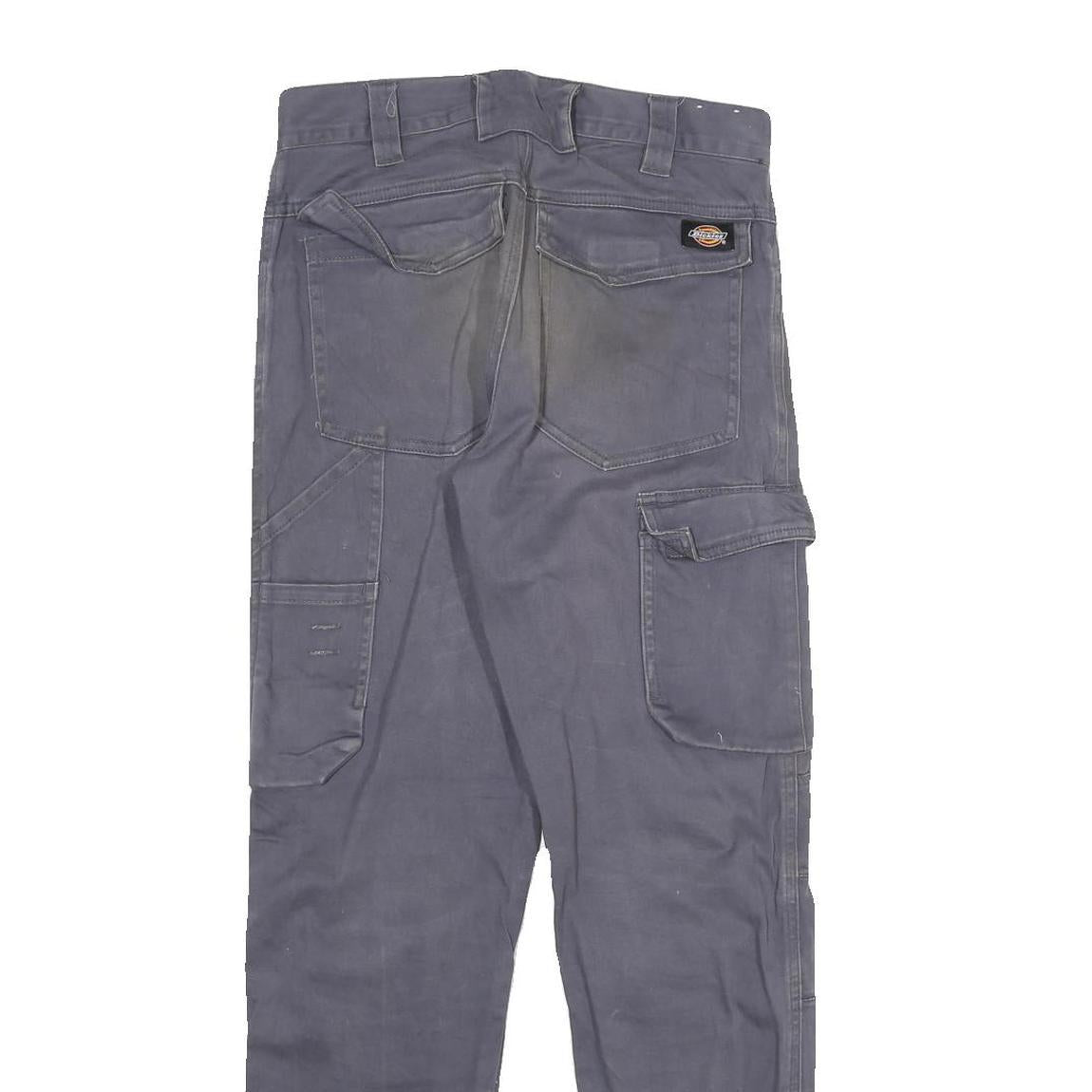 DICKIES Mens Cotton Blend Grey Regular Straight Trousers W28 L30 Workwear