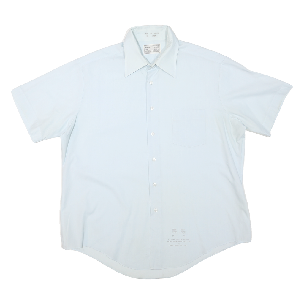 DRESS SHIRT Mens White Polyester Blend Dress Shirt XL Smart Classic Style Short