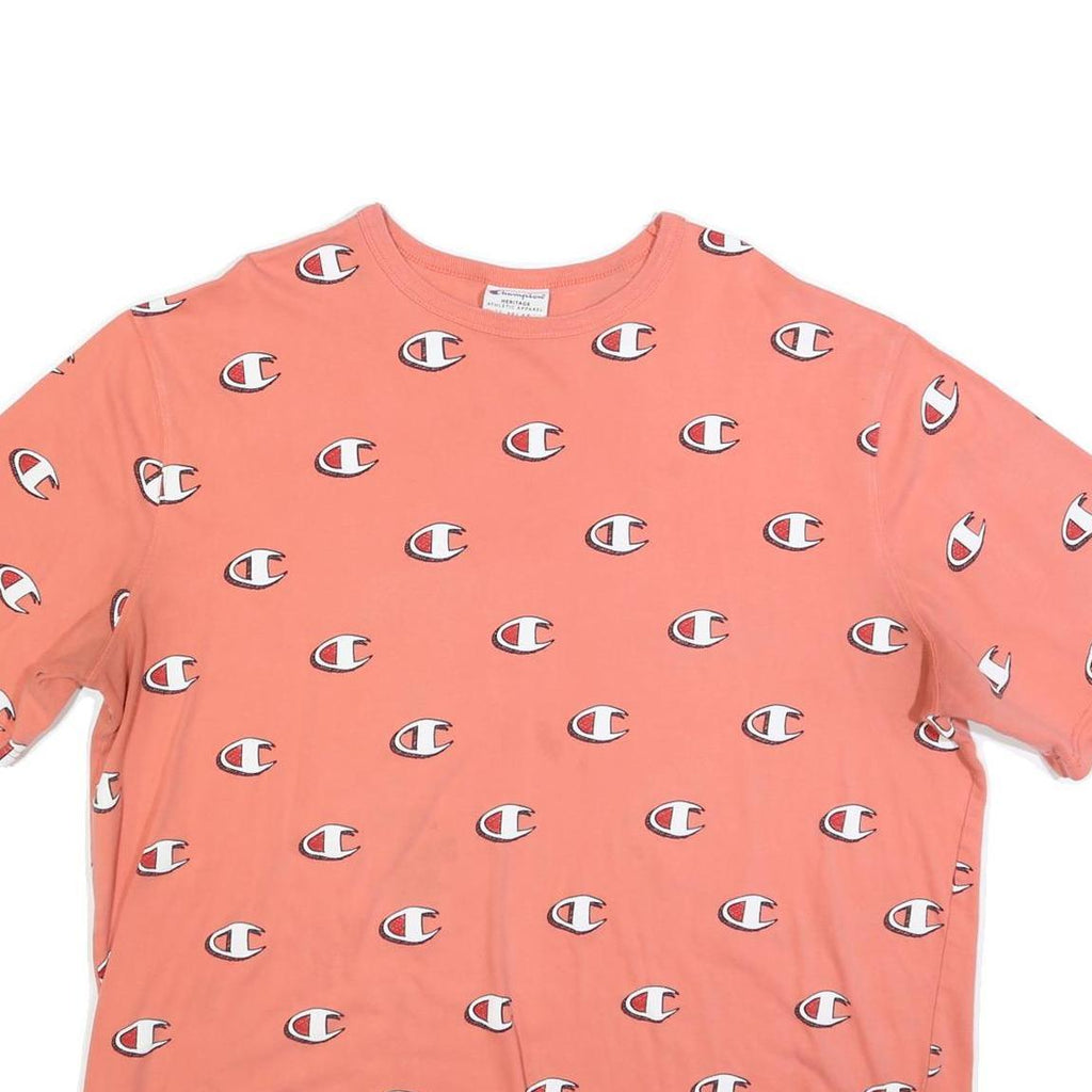 CHAMPION Womens Coral Pink Graphic T-Shirt 3XL Short Sleeve Crew Neck Cotton