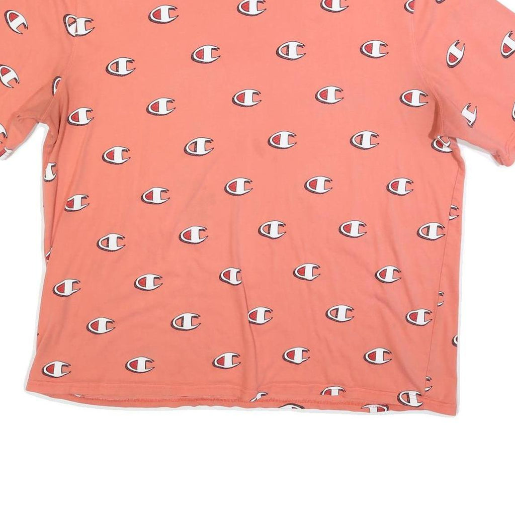 CHAMPION Womens Coral Pink Graphic T-Shirt 3XL Short Sleeve Crew Neck Cotton