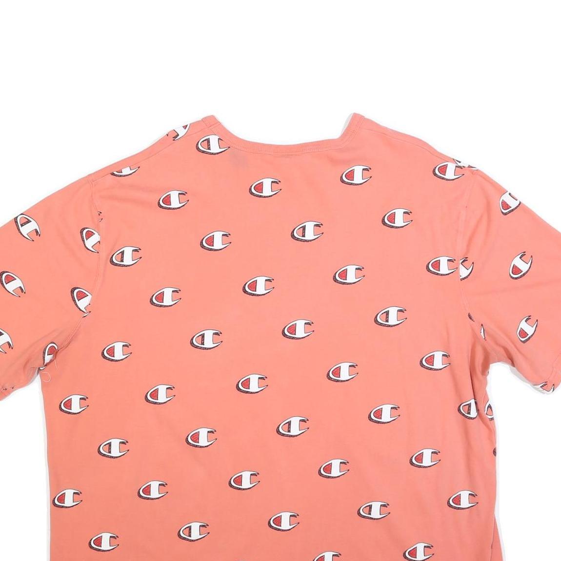 CHAMPION Womens Coral Pink Graphic T-Shirt 3XL Short Sleeve Crew Neck Cotton