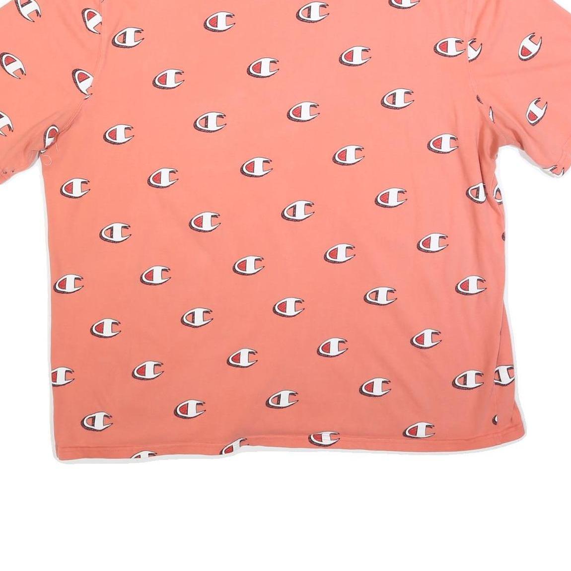 CHAMPION Womens Coral Pink Graphic T-Shirt 3XL Short Sleeve Crew Neck Cotton