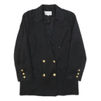 GINA Womens Black Double Breasted Jacket M Polyester Blend Tailored Button