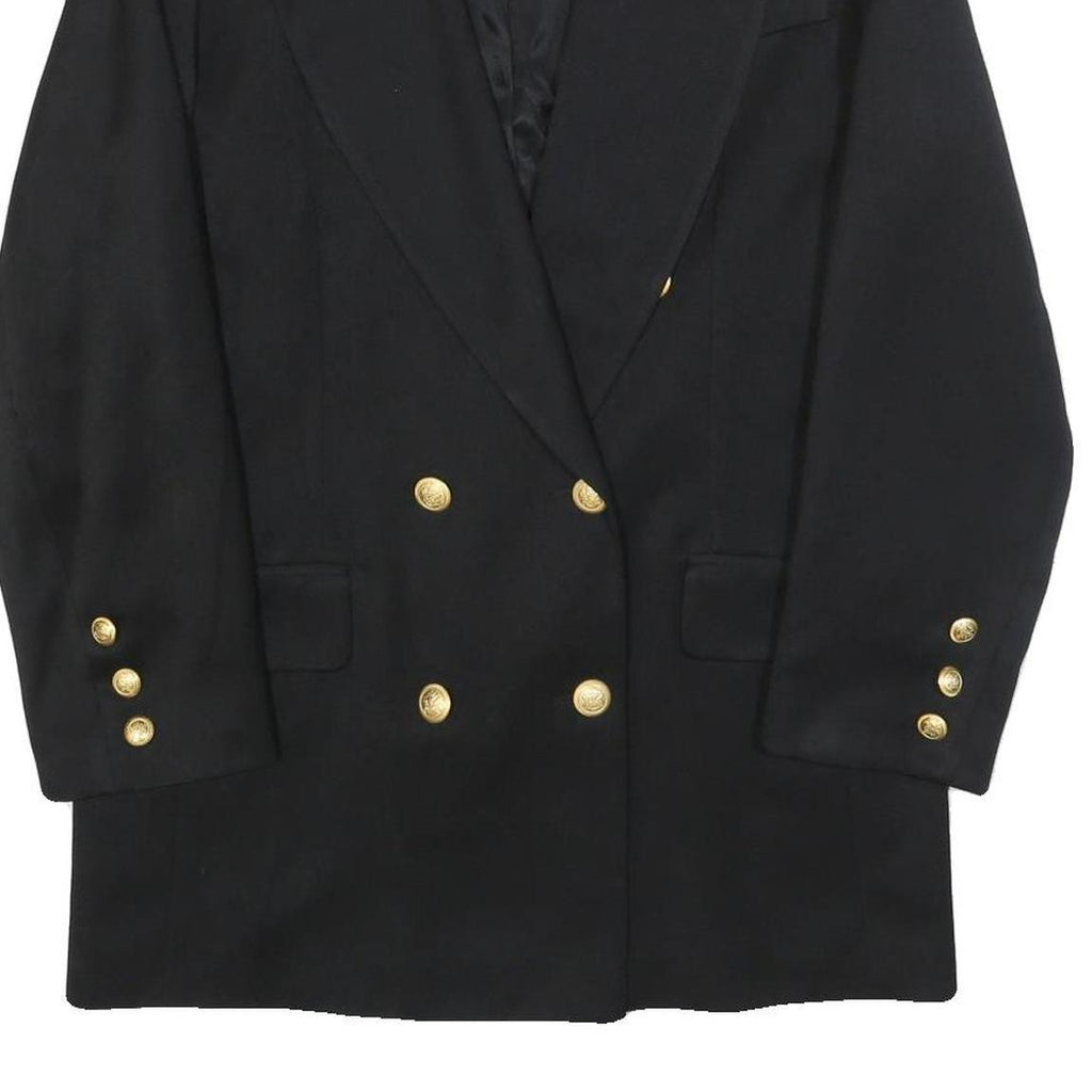 GINA Womens Black Double Breasted Jacket M Polyester Blend Tailored Button