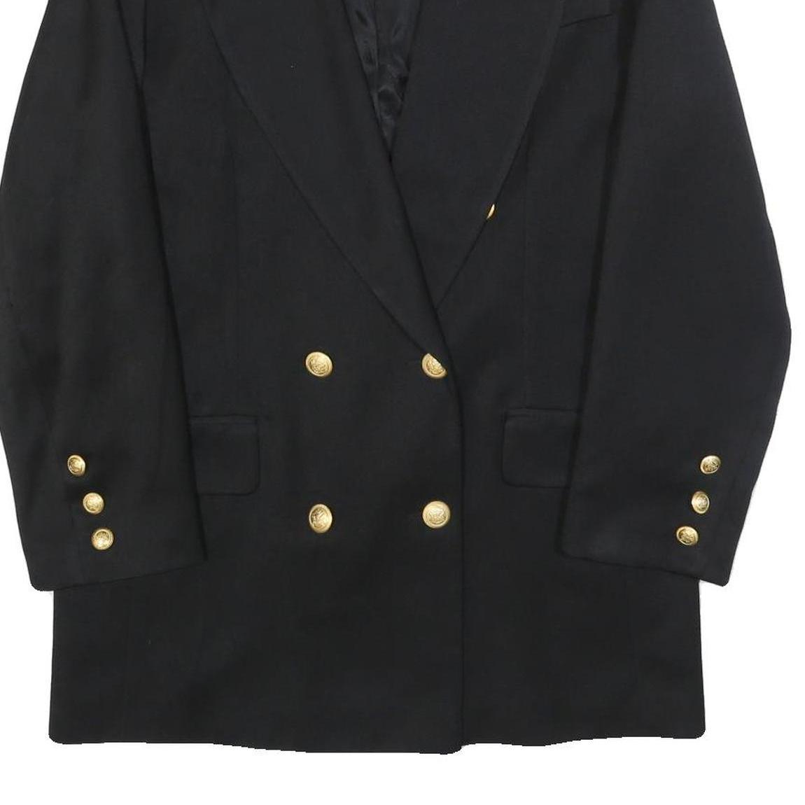 GINA Womens Black Double Breasted Jacket M Polyester Blend Tailored Button