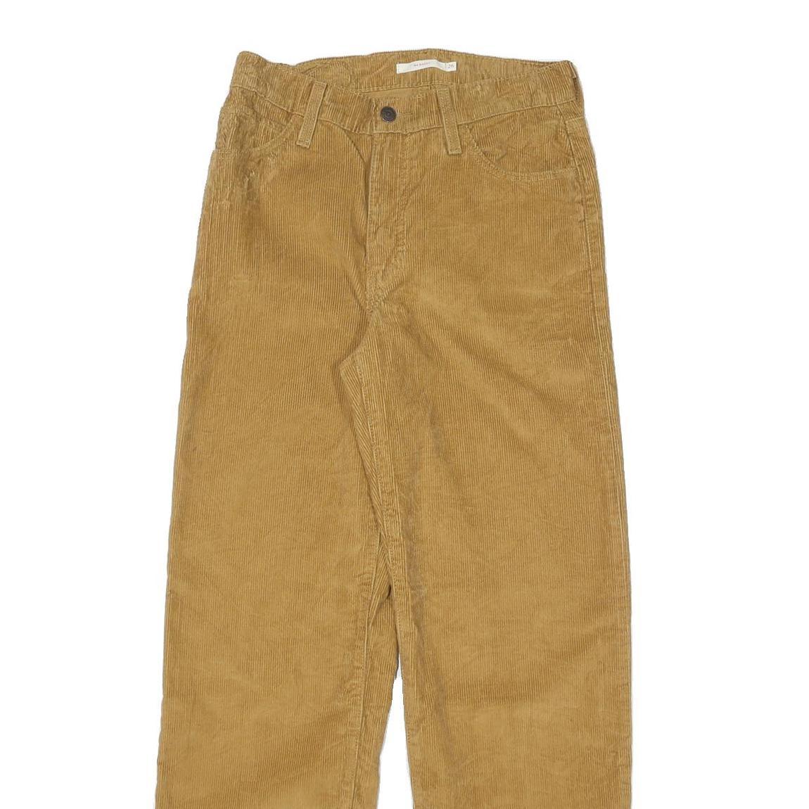 LEVI'S Womens Cotton Blend Tan Relaxed Straight Trousers W28 L30 Casual Everyday