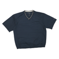 NIKE Mens Blue Golf Pullover XL Polyester Blend Plain V Neck Short Sleeve