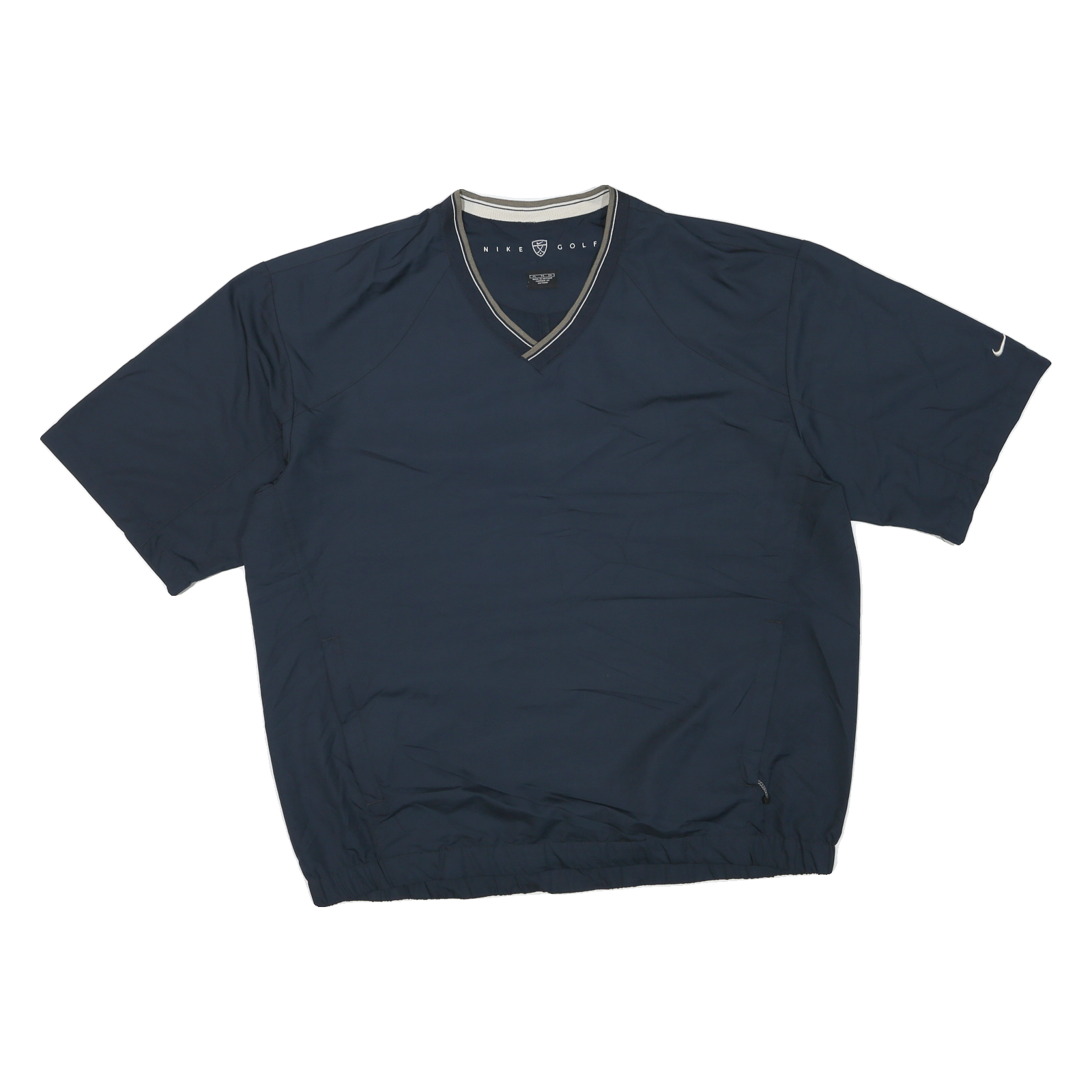 NIKE Mens Blue Golf Pullover XL Polyester Blend Plain V Neck Short Sleeve