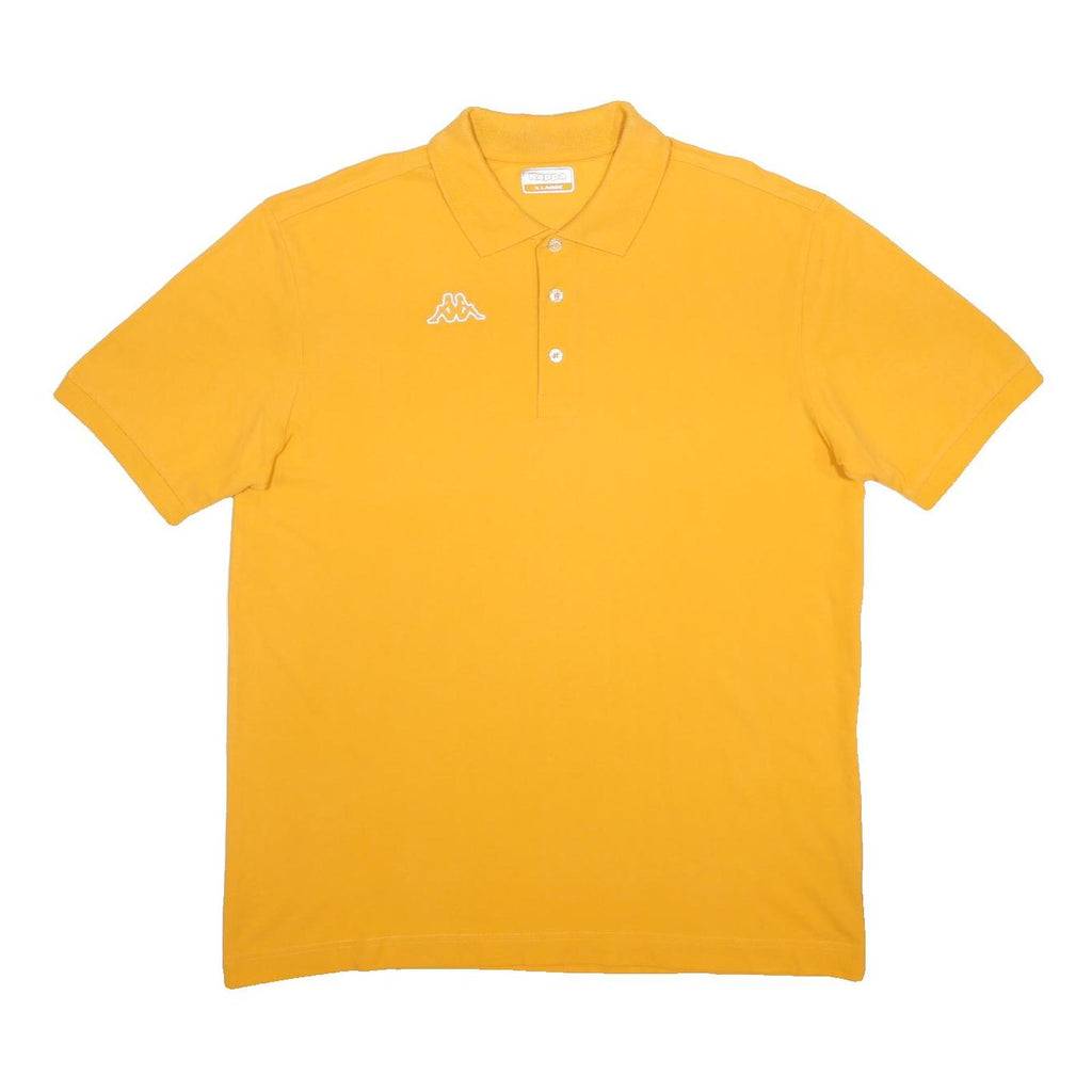 KAPPA Mens Yellow Polo Shirt XL Cotton Blend Short Sleeve Basic Casual